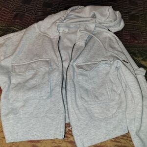 Hippie Rose Gray Zip Up Sweater Soft Cotton Blend